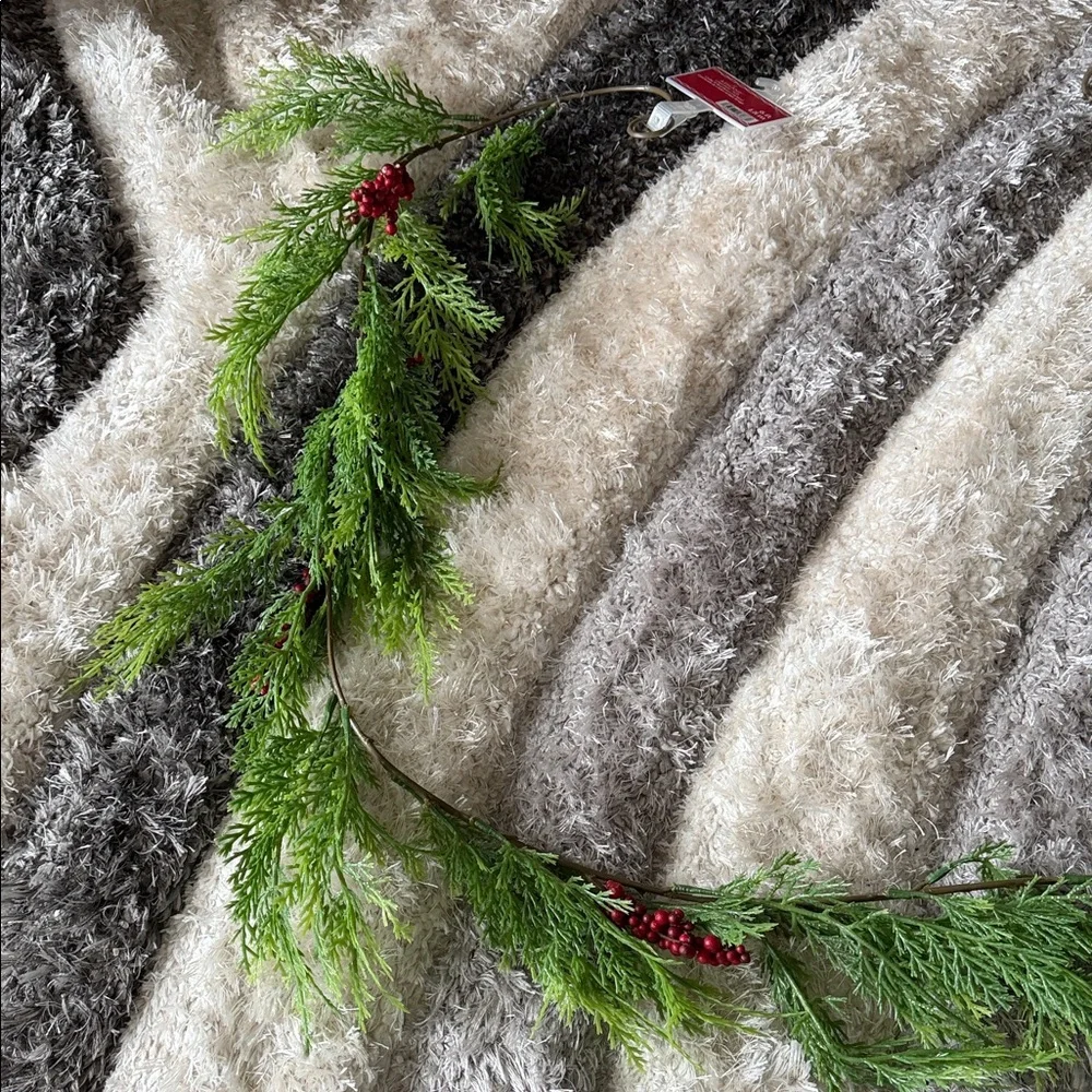 Faux Garland with Red Berry Accents